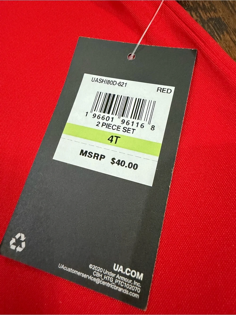 Under Armour Boys Red Polo with Black Athletic Shorts Size 4T